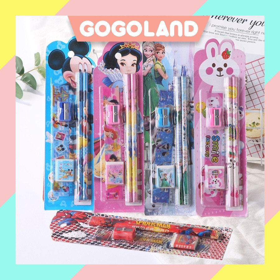 

⭐Gogoland⭐ Stationary Set 5 in 1 Karakter / Alat Tulis Sekolah / Paket Alat Tulis / Mini Stationary / Set Alat Tulis Pensil S004