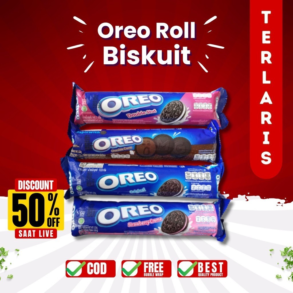 

OREO RED VELVET BISKUIT WAFER SANDWICH OREO ROLL CREAM ALL VARIAN SNACK MAKANAN RINGAN