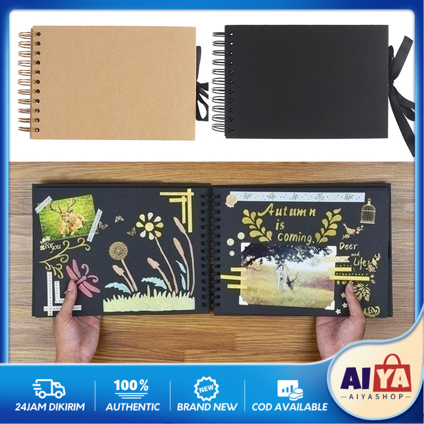 30lembar Diy Scrapbook Album Foto A5 A4 Scrapbook Hitam Buku Foto Aesthetic Album Vintage Buku Catat