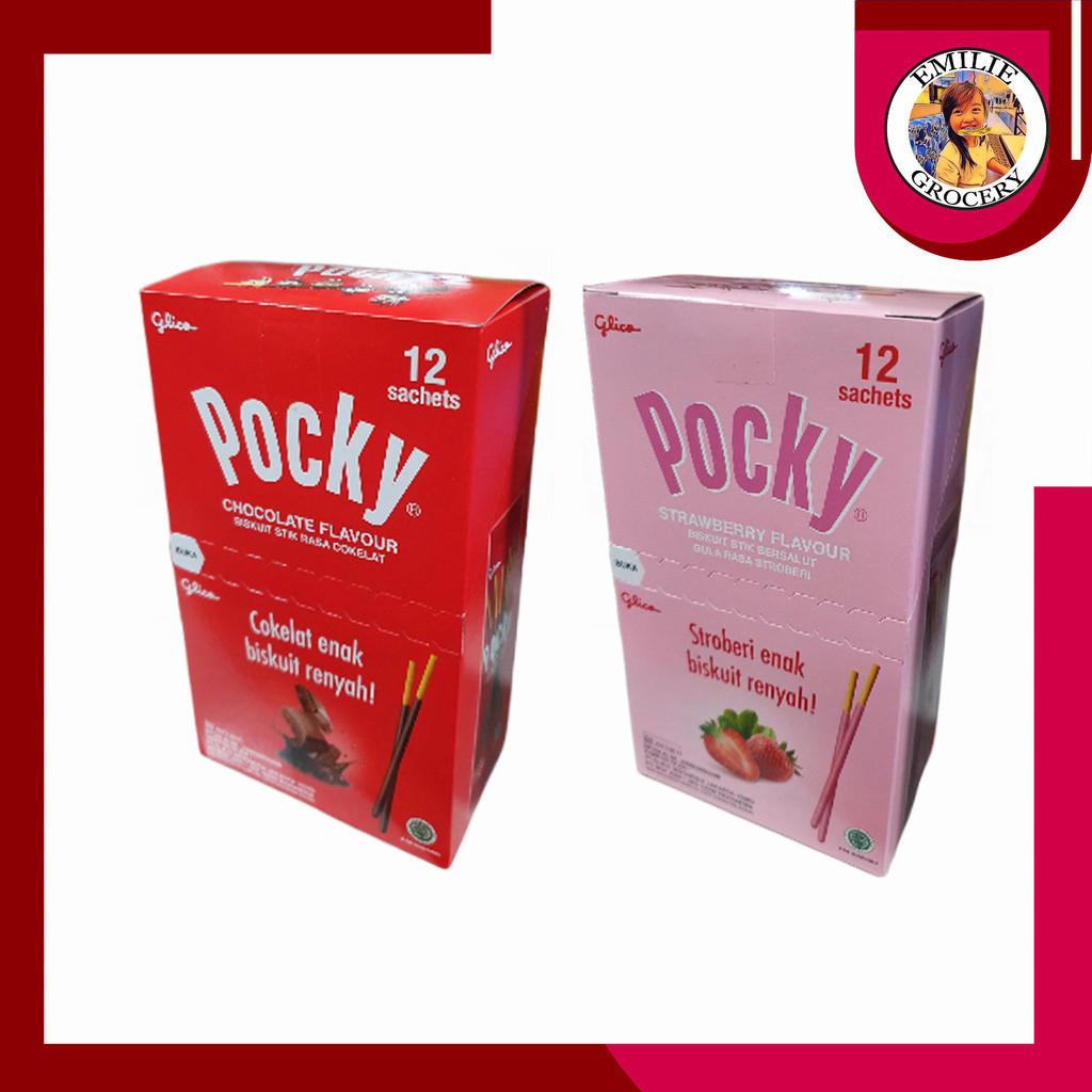 

Glico Pocky Single Chocolate Coklat Strawberry Stroberi 12gram 12 gram 12 Sachet Pcs 12Pcs