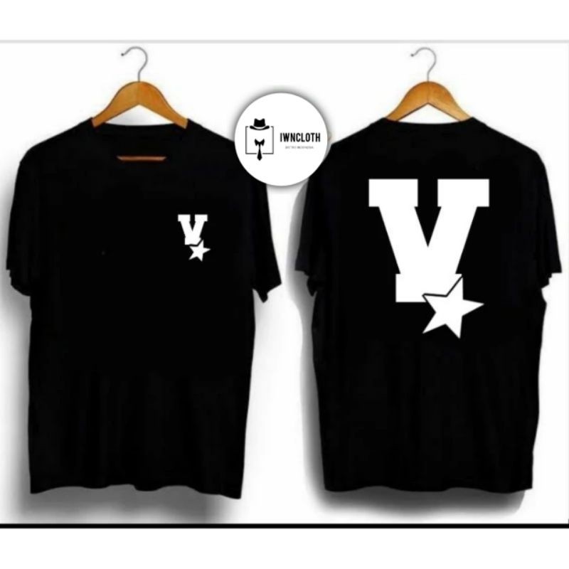 kaos inisial NAMA HURUF V STAR SABLON DTF/t-shirt kaos baju distro pria wanita