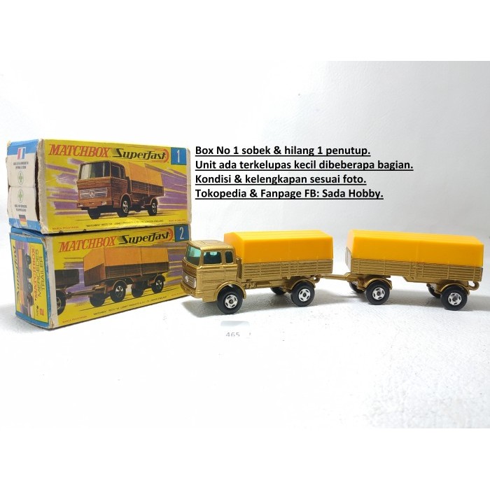 KH27 Vintage Matchbox Lesney Superfast 1 & 2 Mercedes Benz  Full Trailer Truck Truk Gandeng England