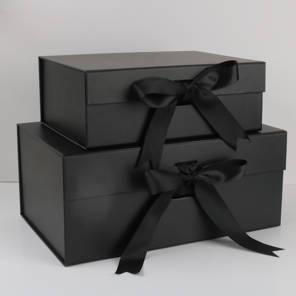 

Magnetic Flip ribbon Gift Box Folding Box Black for Birthday Holiday Gifting Party Supplies Cardboard Box Factory Direct Sales