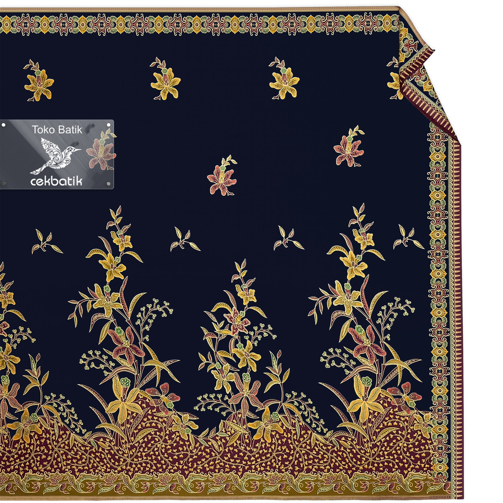 kain batik - Motif Modern Bunga Manis Elegan (Navy)