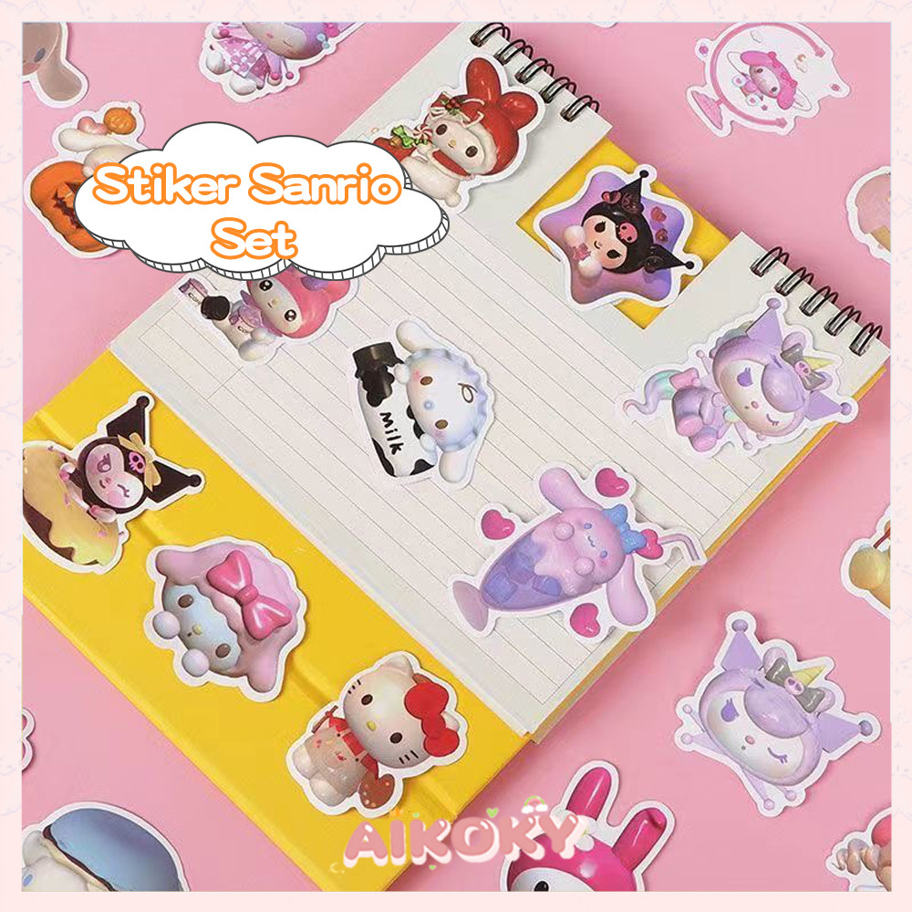 

AIKOKY 100PCS Stiker 3D Kartun Stiker Laptop Buku Journal Koper Waterproof Dekorasi