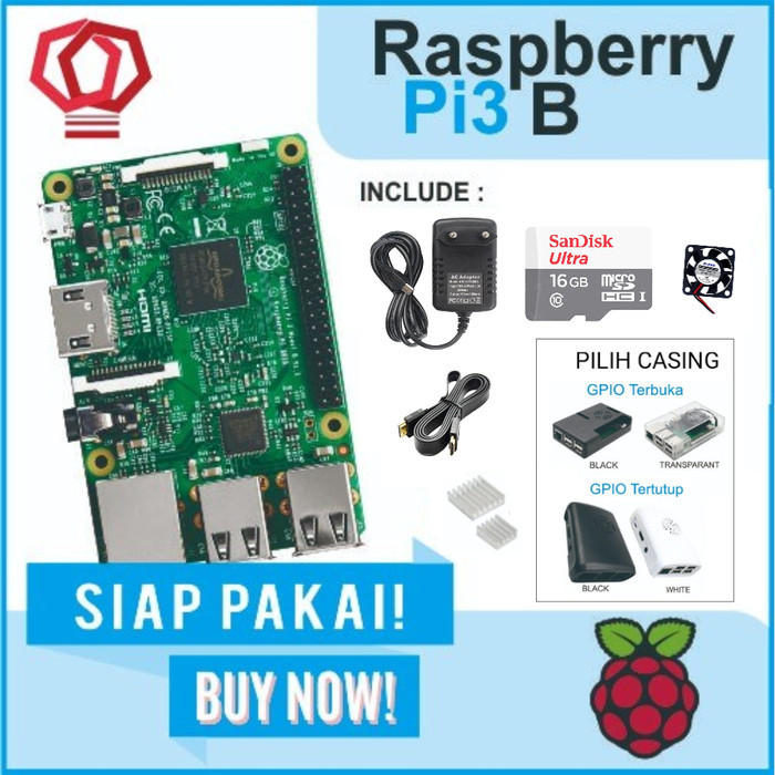 ES99 Raspberry Pi3 Pi 3 Model b 3b Pi3b Paket Lengkap Komplit Siap Pakai - Paket Lengkap
