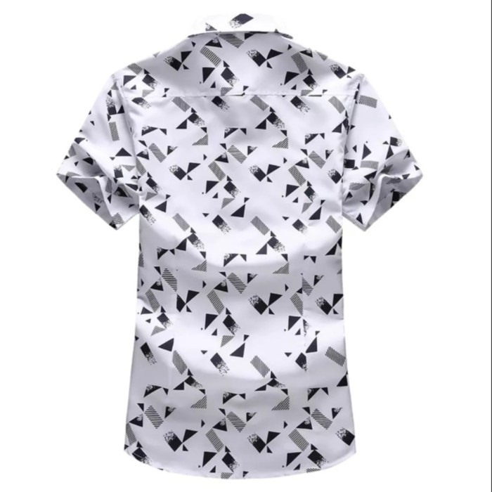 Kemeja Pria Dewasa Casual/Kemeja Lengan Pendek Casual/ Kemeja Pantai - Putih, M
