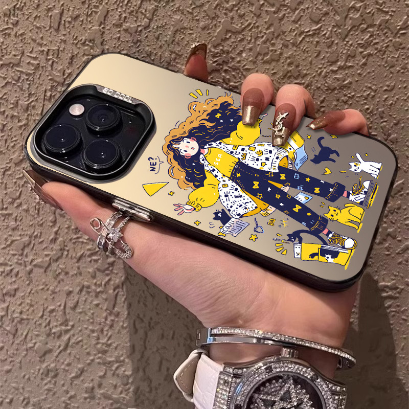 Kotak Karakter Gadis Berwarna-warni Case Hp Iphone 11 Pro Max Xs Xr 12 13 14 15 Plus