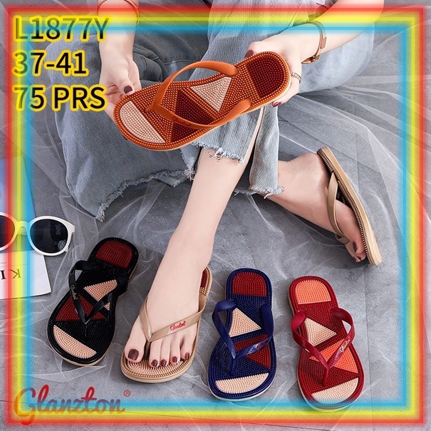 L1877J Sandal Jepit Rematik Wanita Premium Impor Glanzton Sendal Terapi Kesehatan Refleksi Akupuntur