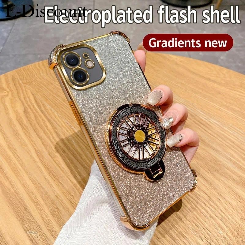 New Phone case IPhone 12 Back cover Shockproof Plating Rotating Gyro Stand Cover For IPhone12 Phone 