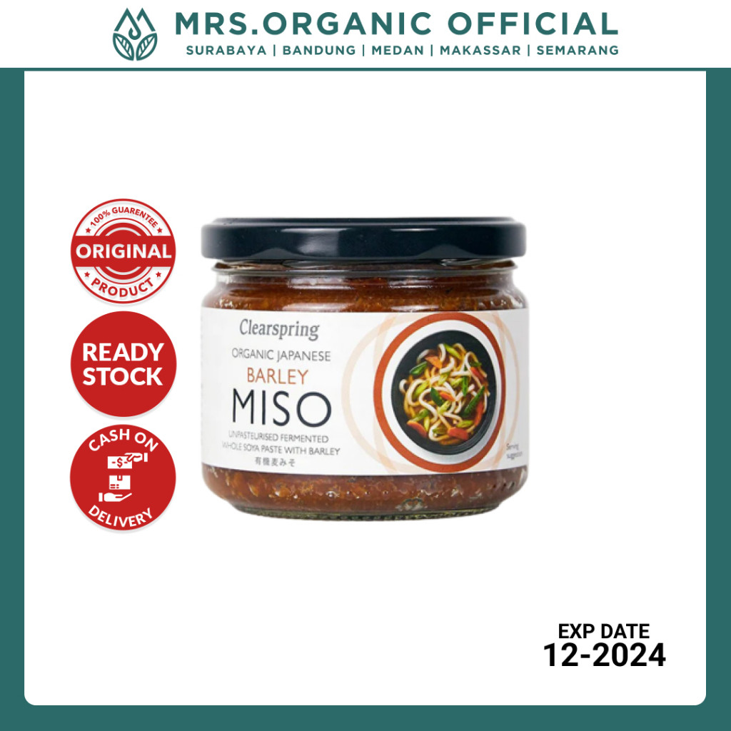 

Clearspring Organic Japanese Barley Miso Jar (Unpasteurised) 300 gr - Bumbu Sup Saus Saos Pasta Bumbu Instant Bumbu Kuah Miso