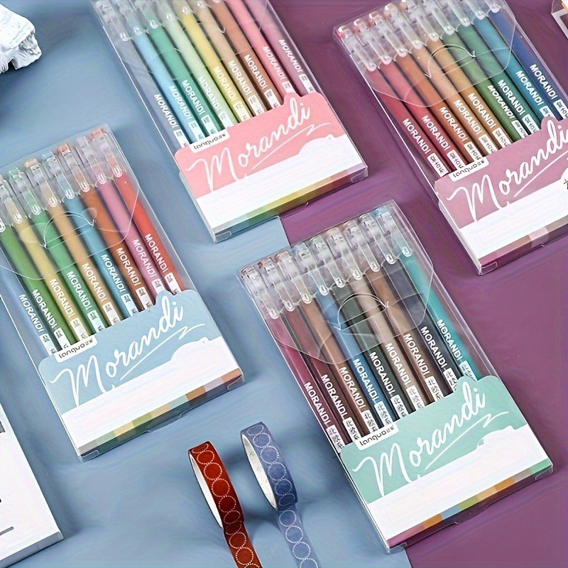 

9pcs/box Morandi Color Gel Pens Set Kawaii Handwriting Pen For WritingStudents School Supplies Stationery Cute Pens