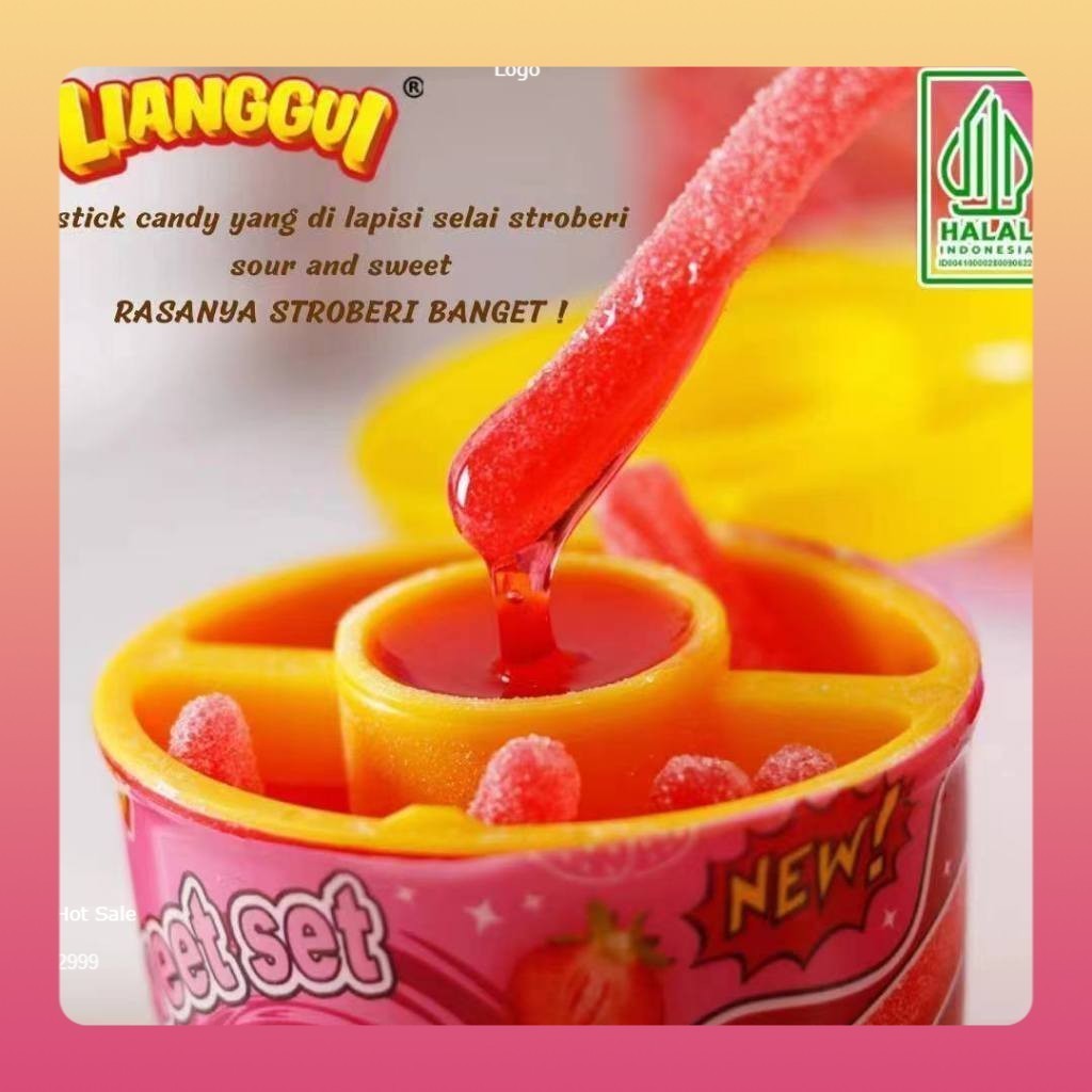 

[Makanan viral halal unik]Lianggui Hala Permen Sticky Sweet Set Gummy dengan Saus Selai Rasa Set Gummy dengan Saus Selai Rasa Stoberi Mangga 60g Permen Buah Candy Corno Rasa Stroberi Permen
