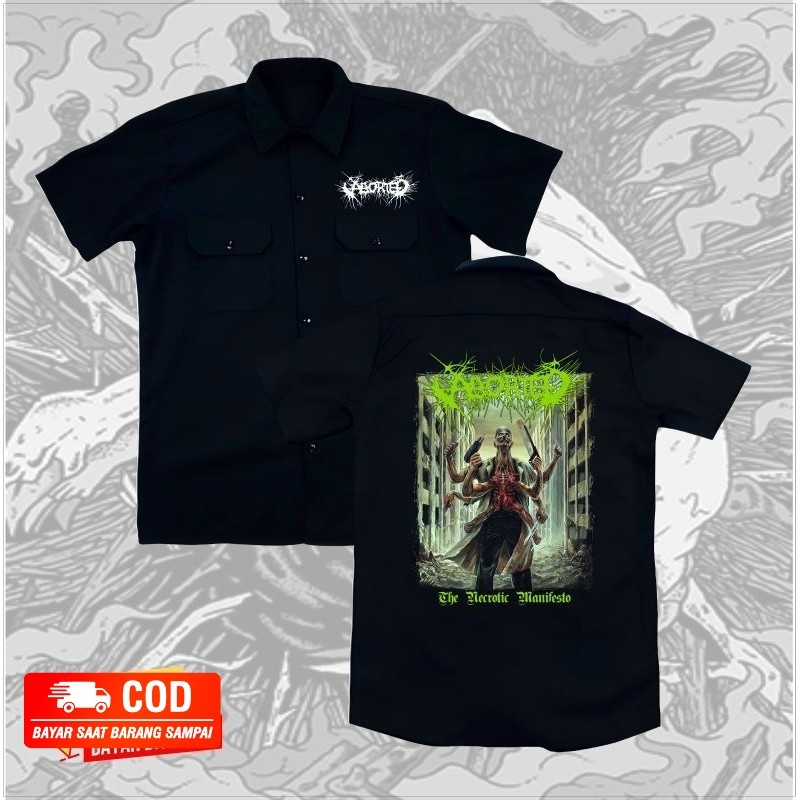 WORKSHIRT band metal ABORTED distro original - kemeja pendek band METAL BAND LUAR original distro un