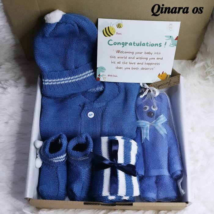 

HAMPERS RAJUT BABY BORN/HADIAH BABY BOY & GIRL/HAMPERS BAYI MURAH - Biru, BABY BOY