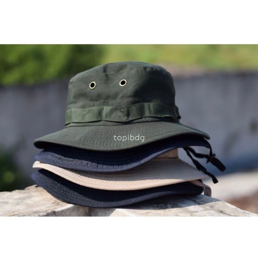 Topi Rimba Polos Tali / Topi Gunung Premium Pria Wanita Cod

