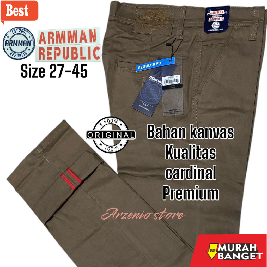 celana cargo panjang pria Celana Panjang Pria Chinos Premium Original 100% bahan kanvas cardinal arm