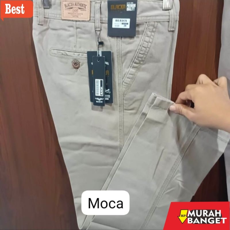 celana chino panjang pria CELANA CANVAS PANJANG PRIA ORI BLACXA STANDAR CARDINAL BAHAN TEBAL HALUS L