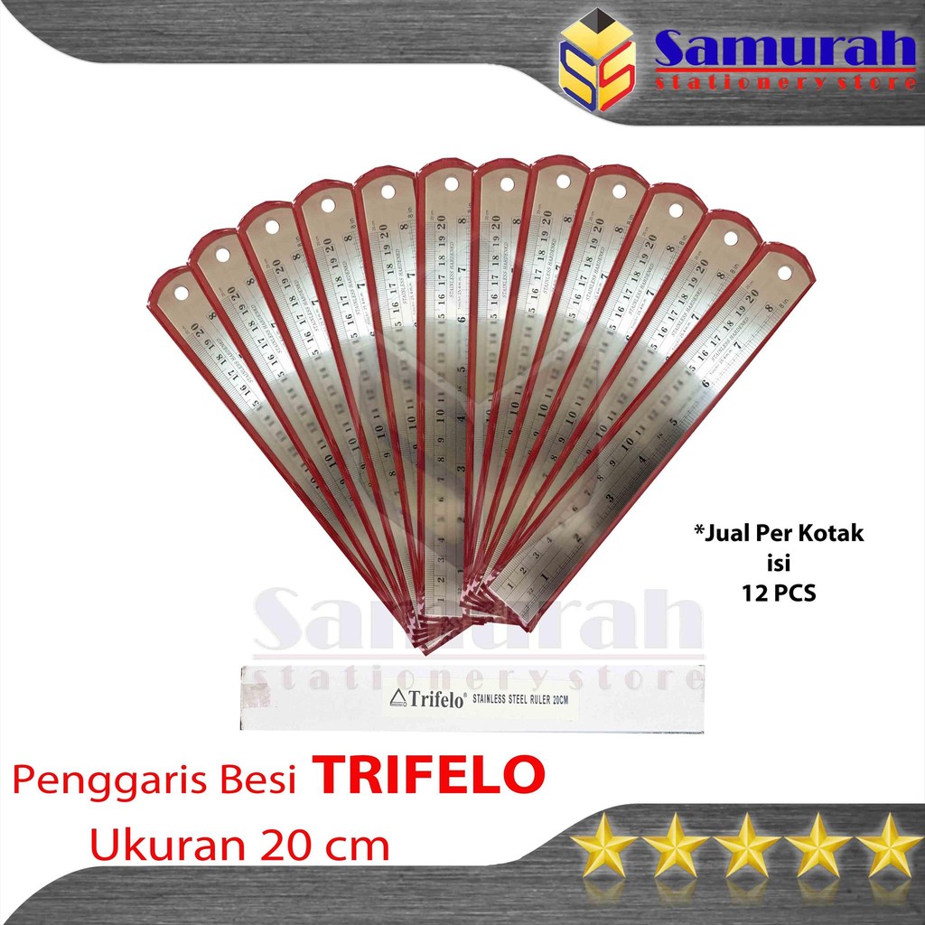 

Penggaris Besi Trifelo 20 cm Per Lusin - Pak / Mistar Ruller Stainless 20 Centimeter