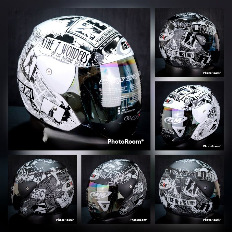 Helm GM EVO News Original Motif Koran Kaca Pelangi Asli