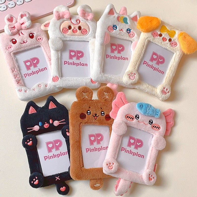 

New Ins Kawaii Animals Soft Plush 3 inch Kpop Photocard Holder Photo Card Holder Bag Pendant