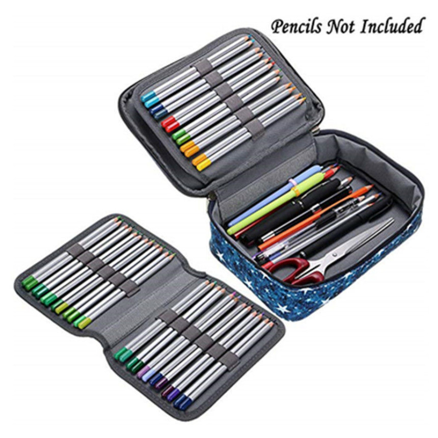 

72 Holes Pencil Case School Pen Storage Box Cute Girl Boy Stars Big Penal Bag Women Makeup Portable Brush Holder 1pc