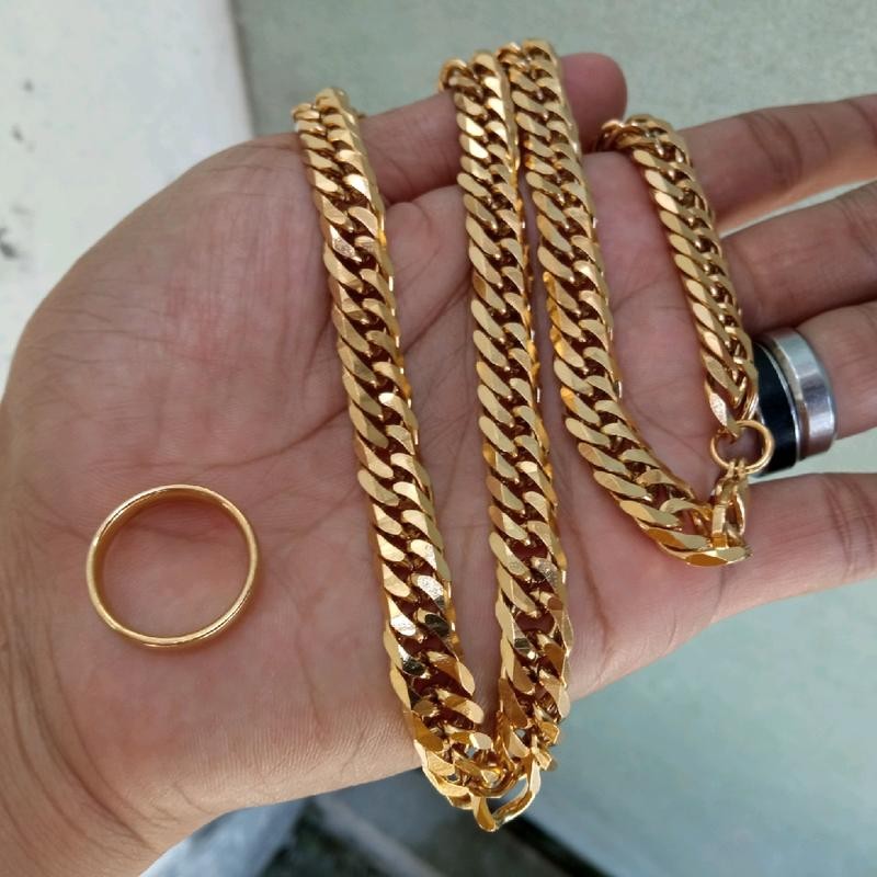 Kalung Rantai Titanium 100% Original,  Kalung Gold Rante Jumbo (bonus cincin cantik)