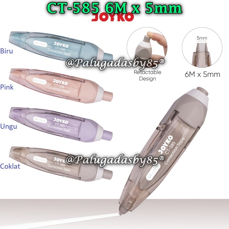 

(1 Biji) Correction Tape Joyko CT-585 (6 M x 5 mm) / Pita Koreksi Correction Tape Joyko CT-585