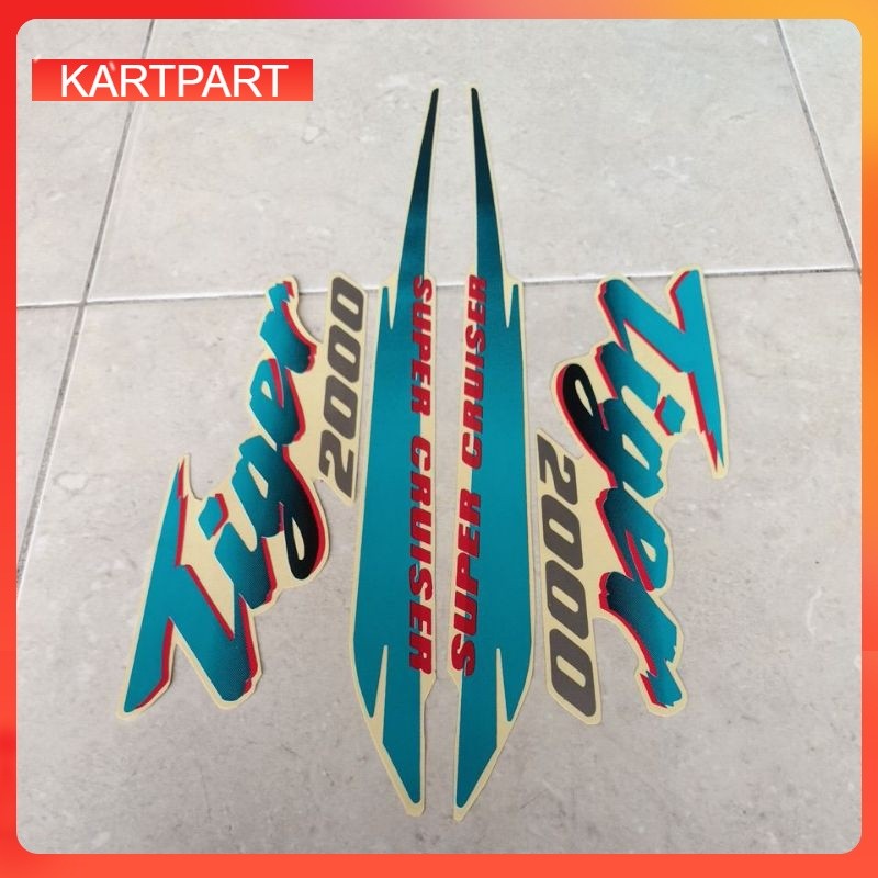 striping stiker les body Honda Tiger 2000 tiger lawas biru laut transparan