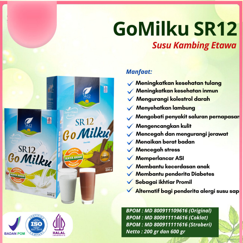 

Susu Kambing Go Milku SR12 Halal Etawa Premium Cocok Untuk Anak dan Dewasa