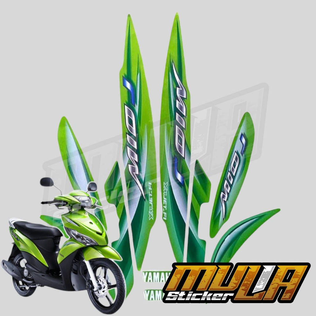 STICKER STIKER POLET LIS STRIPING MOTOR FULL BODY YAMAHA MIO J 2011 WARNA HIJAU