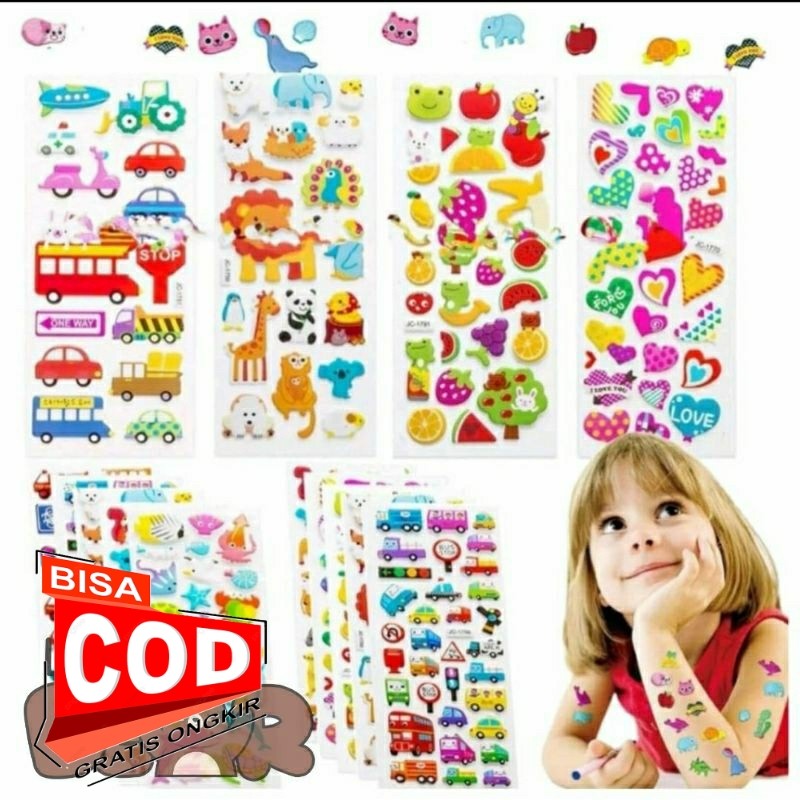 

STICKER TIMBUL 3D / STIKER MAINAN ANAK LUCU / STIKER ANAK KARAKTER CUTE Good Quality