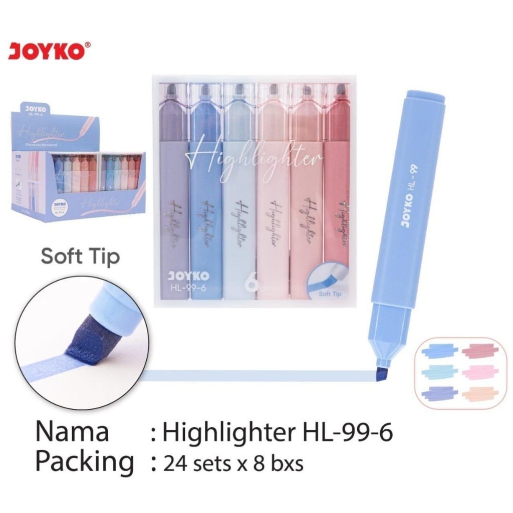 

Highlighter Soft Tip HL99 Soft Tip HL-99-6 Joyko