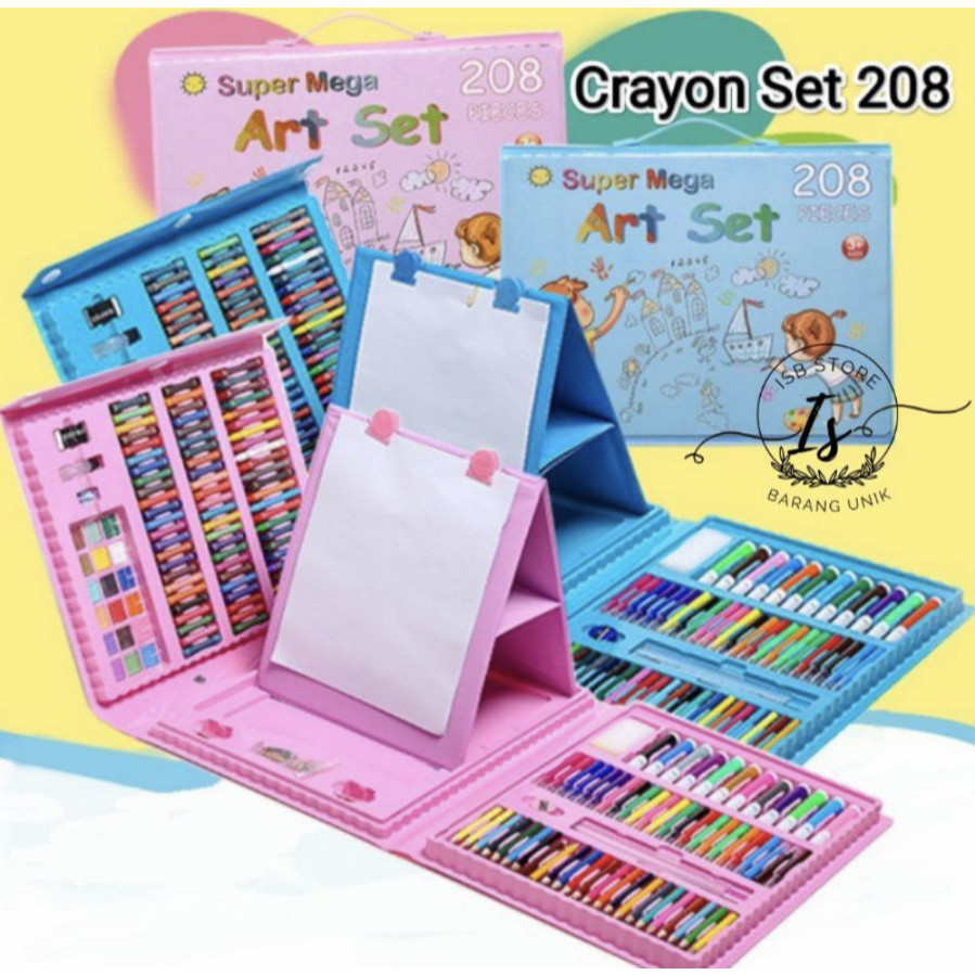 

Crayon Anak Pengasah 208pcs Set Alat Menggambar Melukis Anak-anak Crayon Cat Air Pensil