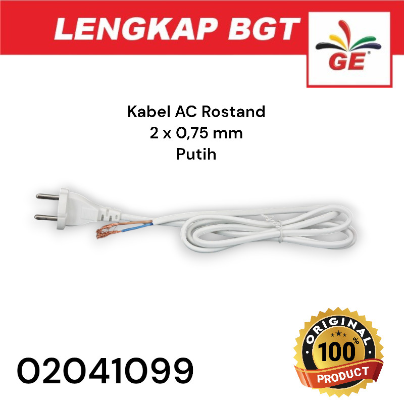 Kabel Power AC Rostand Buntung 2x0,75 14032 Putih - 02041099