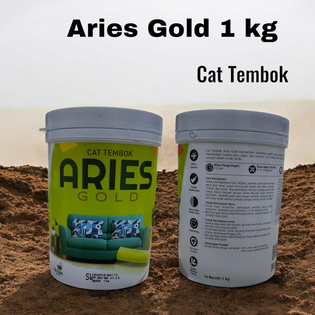 CAT TEMBOK AVIAN ARIES 1KG , ARIES GOLD, CAT ARIES TEMBOK 1 KG, CAT AVIAN EMULSION
