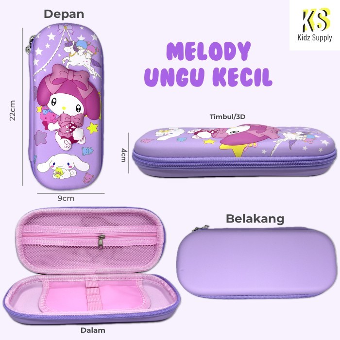 

BEST-Promo Tempat Pensil Unicorn Kotak Pensil anak perempuan Hardcase 3D lucu - Melody Ungu Kcl