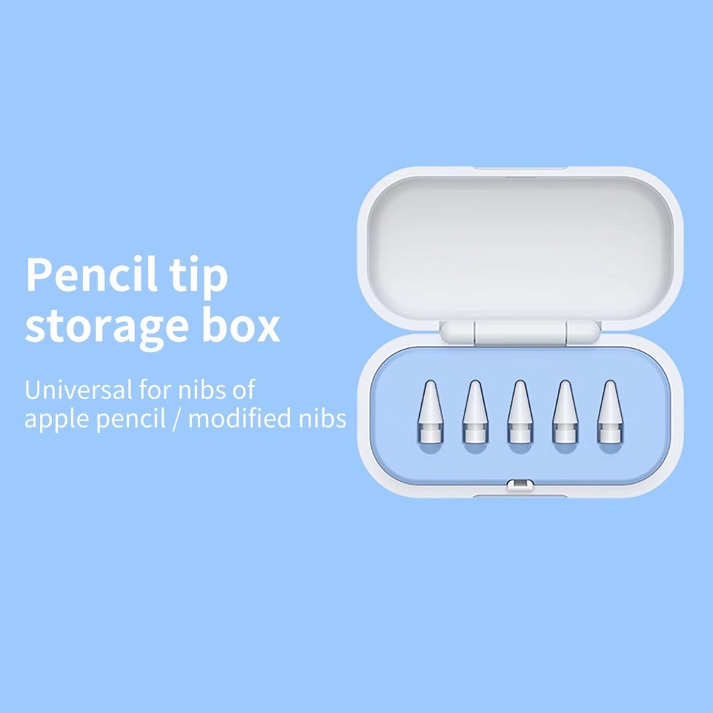 

HenJO Pencil Tips Storage Box For Apple Pencil Slot 5 Anti-scratch Protective Case Nibs Organizer