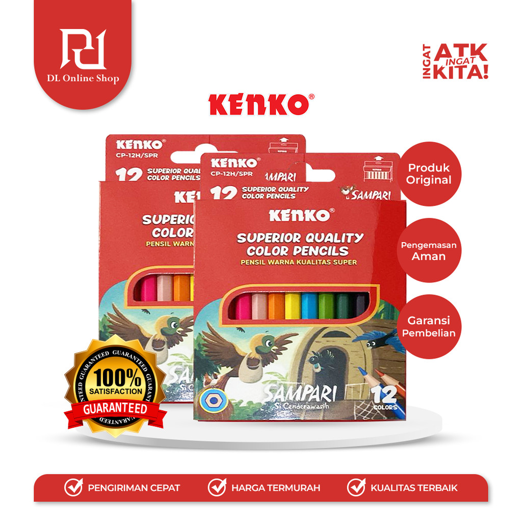 

KENKO 12 PENSIL WARNA/ COLOR PENCIL CP-12HALF SAMPARI (1SET)