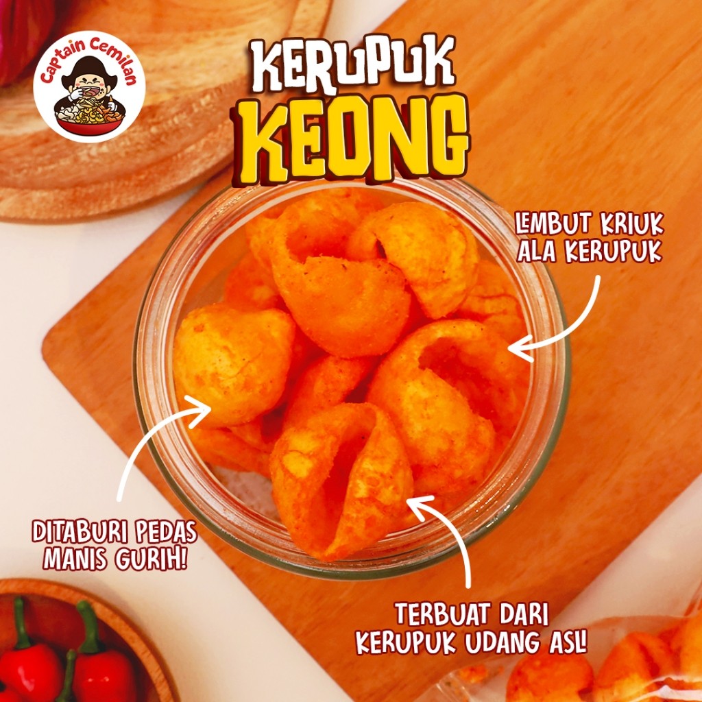 

wiw 500gram Kerupuk Keong Pedas Balado renyah kriuk Captain Cemilan