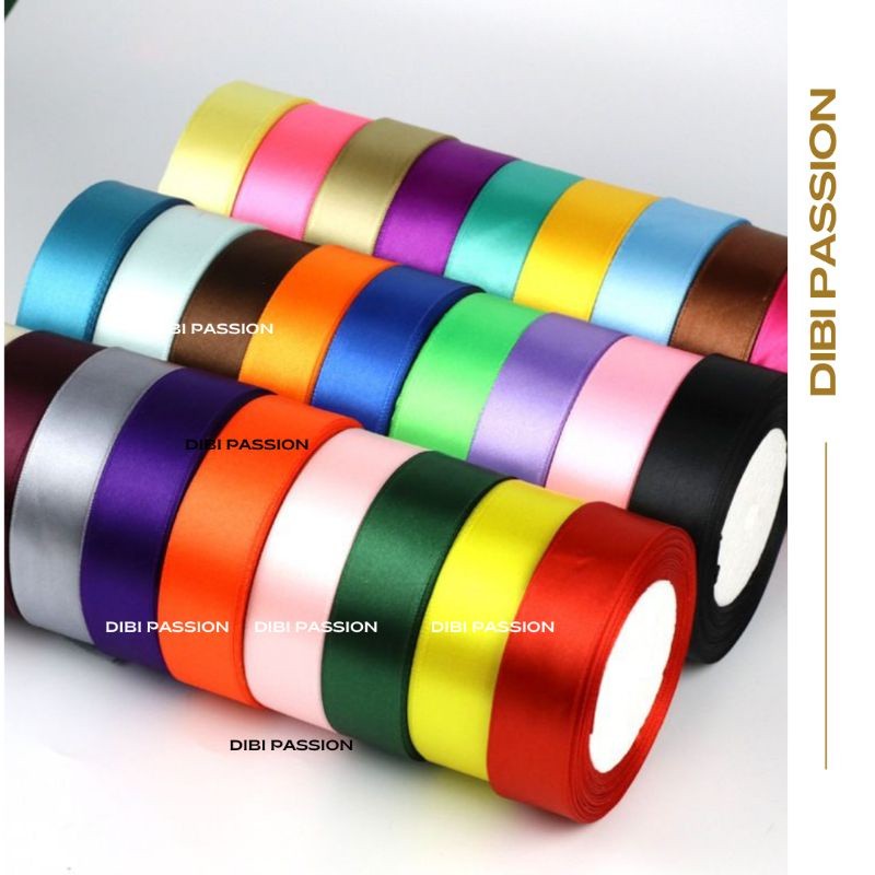 

PITA SATIN 1 INCH (2.5) CM 1 ROLL 20-25 YARD IMPORT UNTUK DEKORASI CRAFT