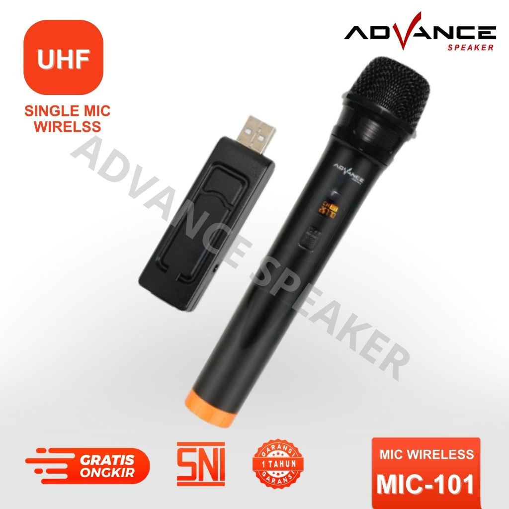 Advance MIC-101 Profesional Mic Wireles Single Mic Wireless Mikrofon Wireless UHF Receiver USB Jakc 
