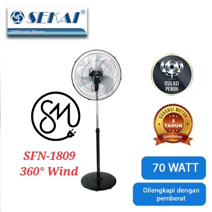 Sekai Kipas Angin SFN-1809 tegak 360 derajat stand fan SFN1809 18 inch