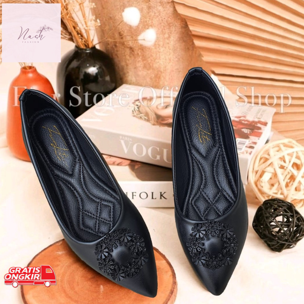 Sepatu Korea / FIOR LOTUS Ballevina Pointed Toe Ballet Flat AR 15 - Fior Store