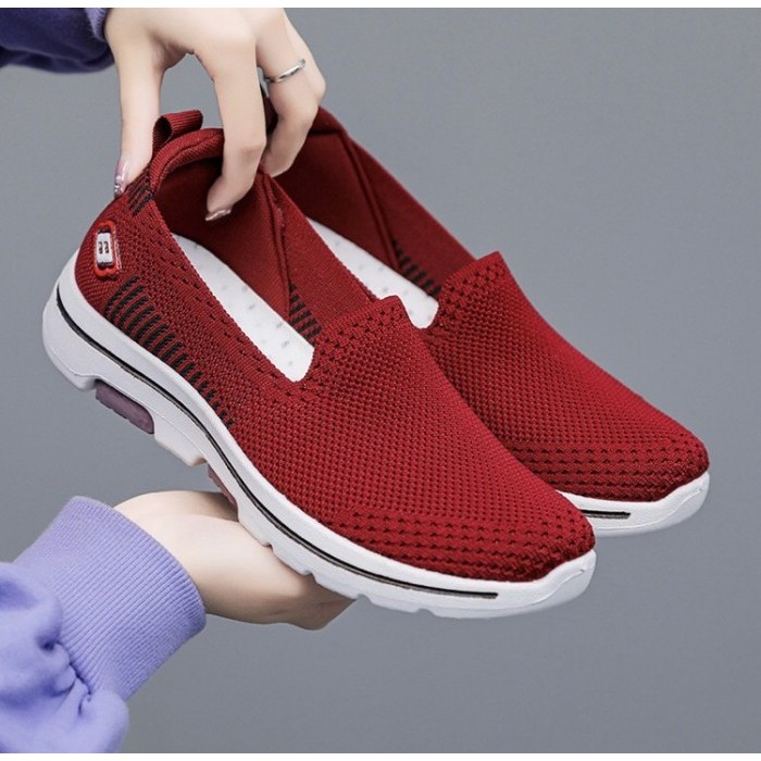 PROMO - Grizle Sepatu Skechers Wanita tanpa tali slip on Korea import - Grey, 36