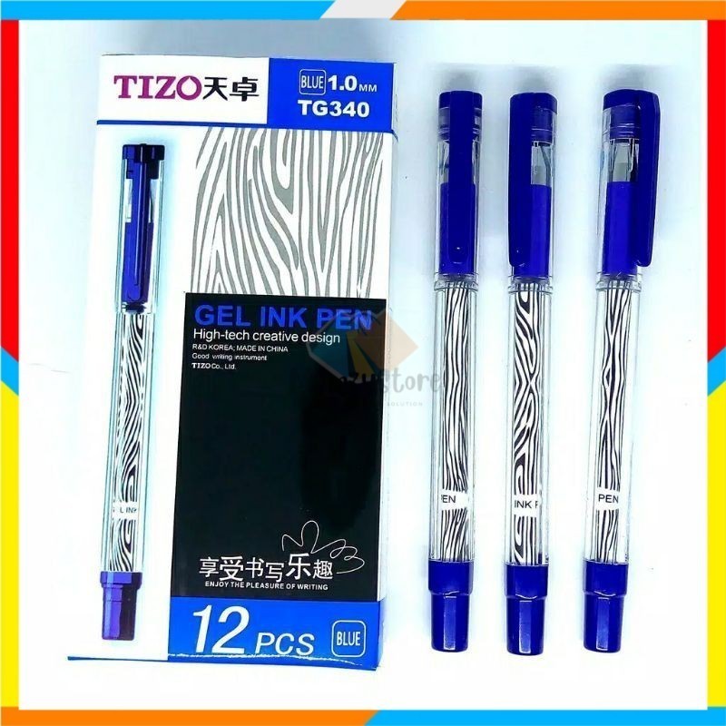 

TIZO TG340 1.0mm BIRU Bolpen pena Gel ink pen 1Pack / 12Pcs