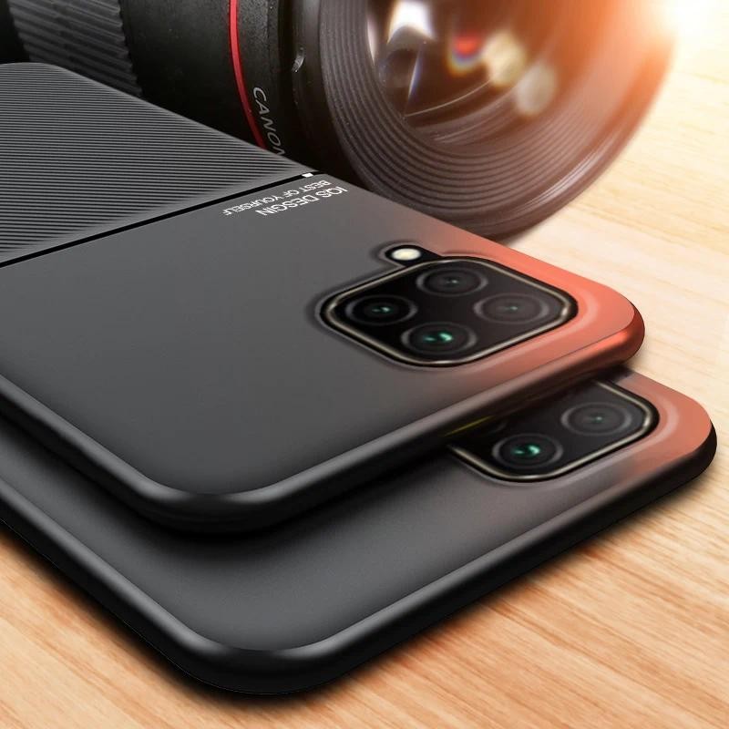 Casing HP Samsung Galaxy A22 5G Case Car Magnetic Holder Leather Criss-cross non-slip Plate Phone Ca