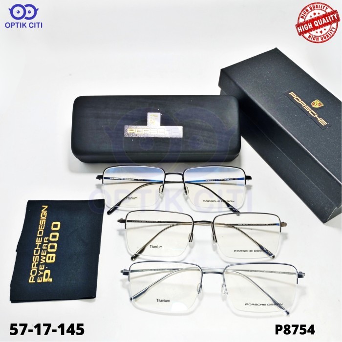frame kacamata pria porsche design 8754 titanium half high quality