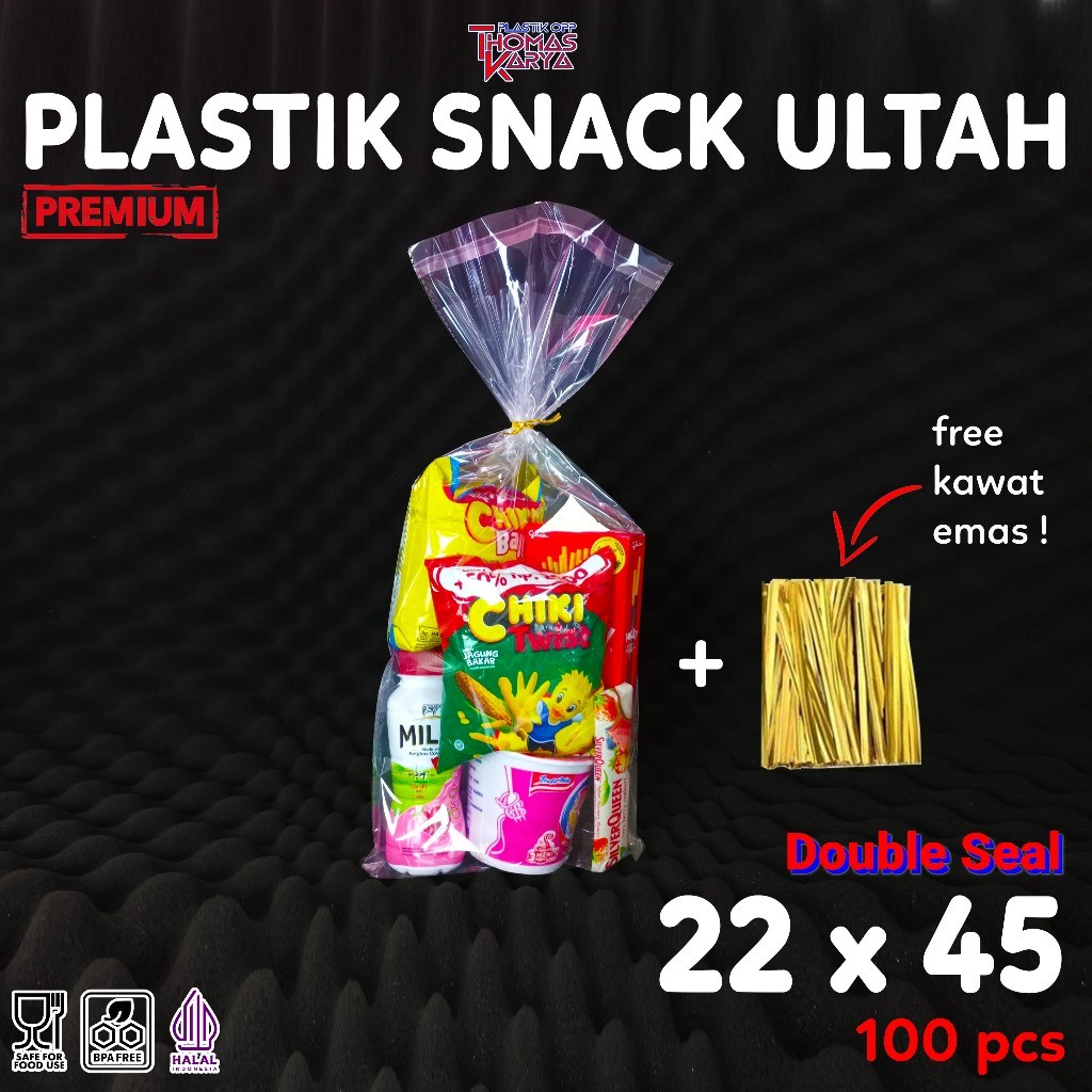 

Plastik OPP Ultah 22x45 Lem Polos isi 100 Kantong OPP Bingkisan Snack Ulang Tahun / Party Goodie Bag