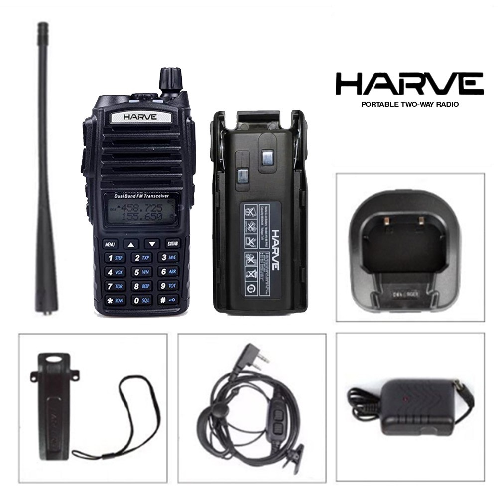WOW Handy Talky Harve HV-88 Pro 8watt  Dual Ptt HT Harve HV88 8 Watt UV82
